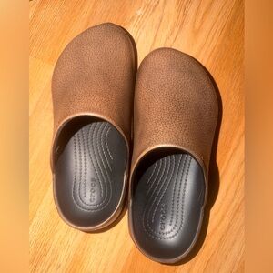 CROCS Brown Textured Classic Clog with Black Footbed